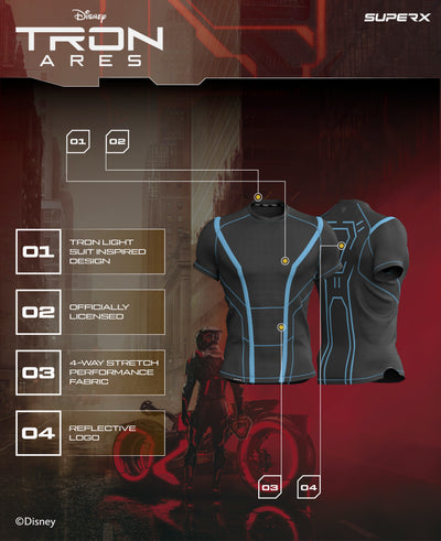 TRON ARES Sam Flynn Super Suit™ Short Sleeve - Tron Blue